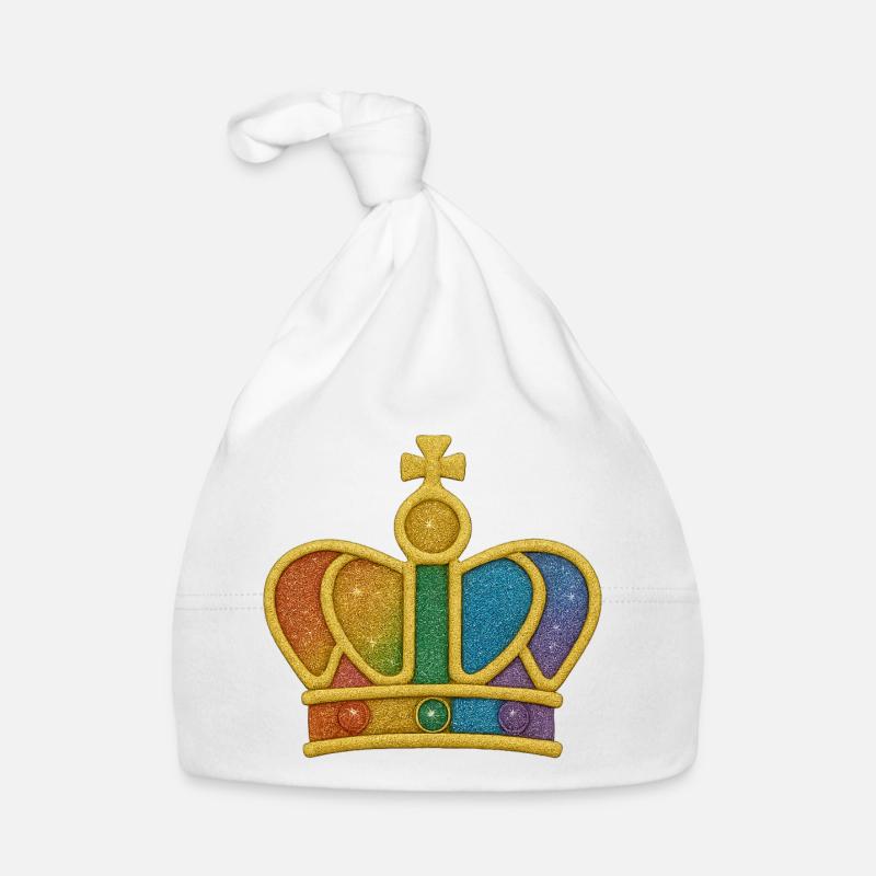 Rainbow Glitter Crown Design Organic Baby Cap