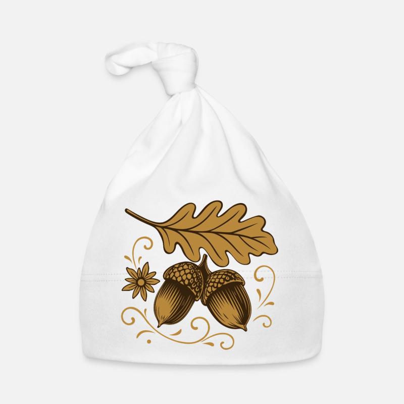 Glands avec feuilles – design d'automne Bonnet bio Bébé
