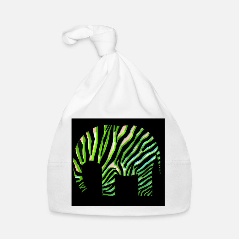 Green Zebra Print Abstract Design Organic Baby Cap