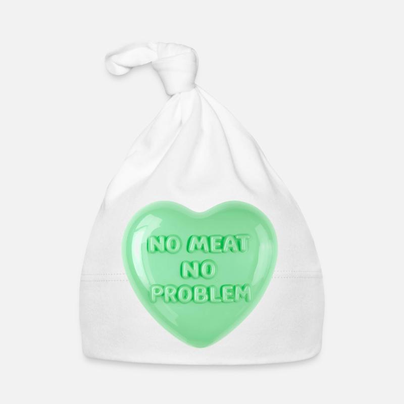 Pas de viande pas de problème design de coeur pastel Bonnet bio Bébé