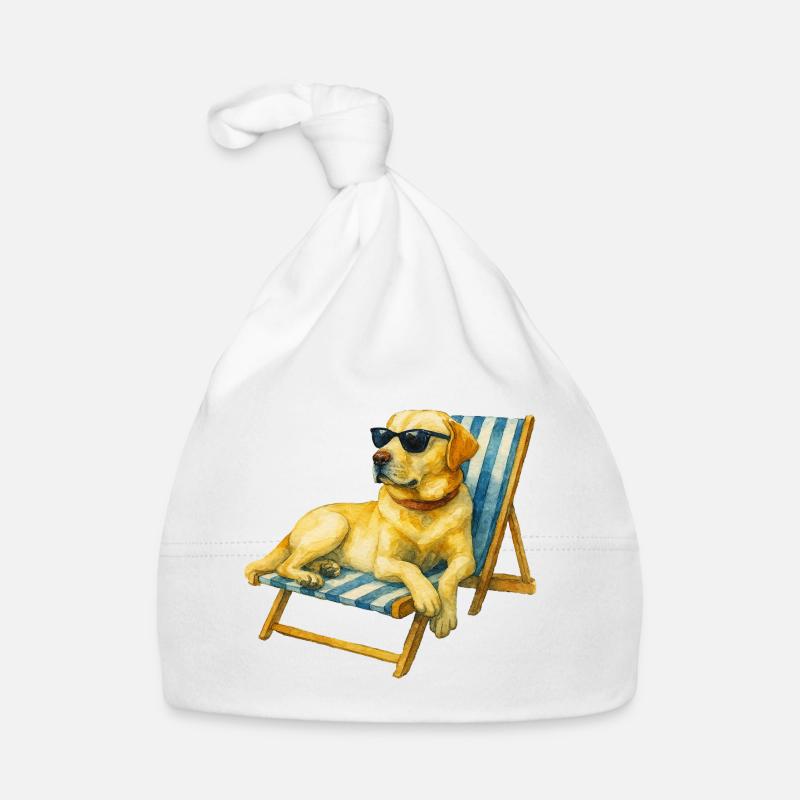 Labrador Hund Sommer Chill Geschenkidee - Baby Bio-Mütze - Weiß