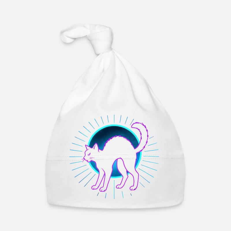 Neon Cat on Lunar Circle Organic Baby Cap