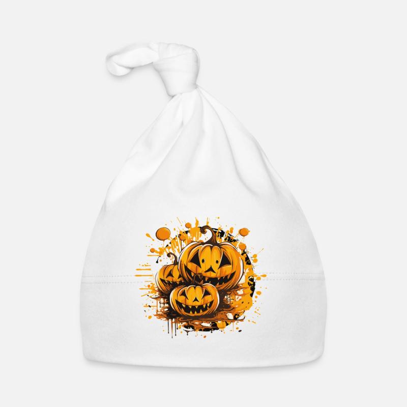 Éclaboussures de citrouille Art d’Halloween Bonnet bio Bébé