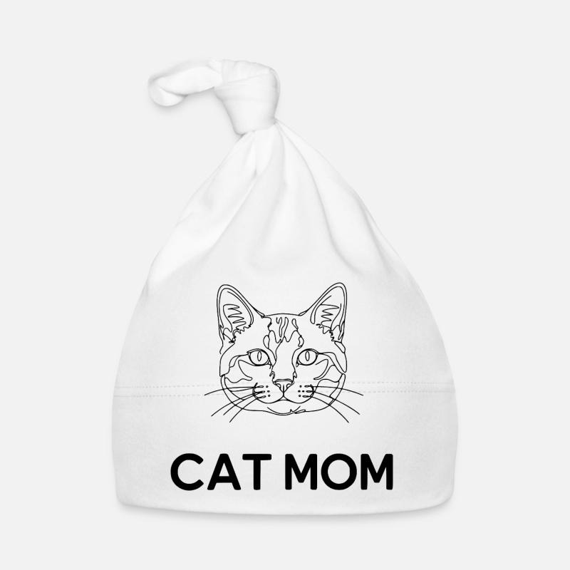 Maman chat – Dessin au trait de chat minimaliste Bonnet bio Bébé