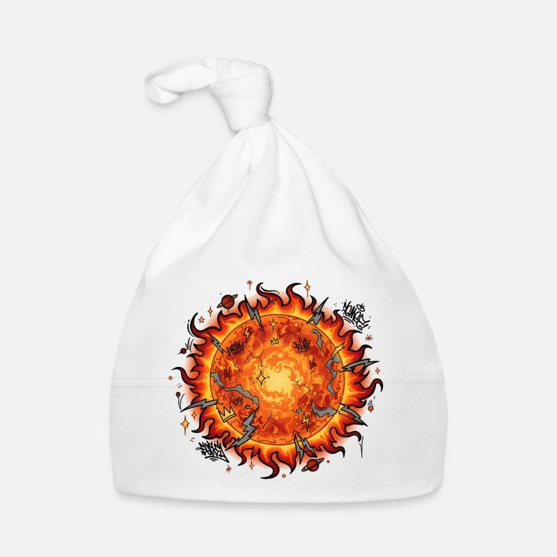 Flaming Sun Ball Explosion Organic Baby Cap