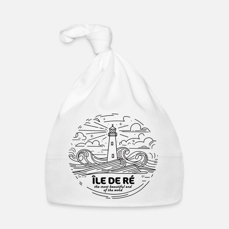 Thsirt Cadeau Île de Ré Plus Bel Endroit Charente - Bonnet bio Bébé - blanc