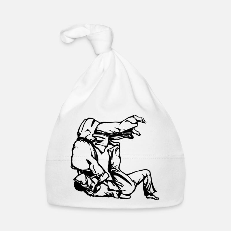 Judo Tomoe Nage Design avec des judokas - Bonnet bio Bébé - blanc