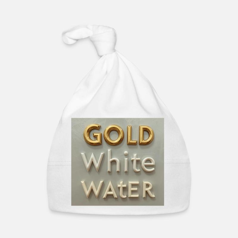 Golden White Water Typography Organic Baby Cap