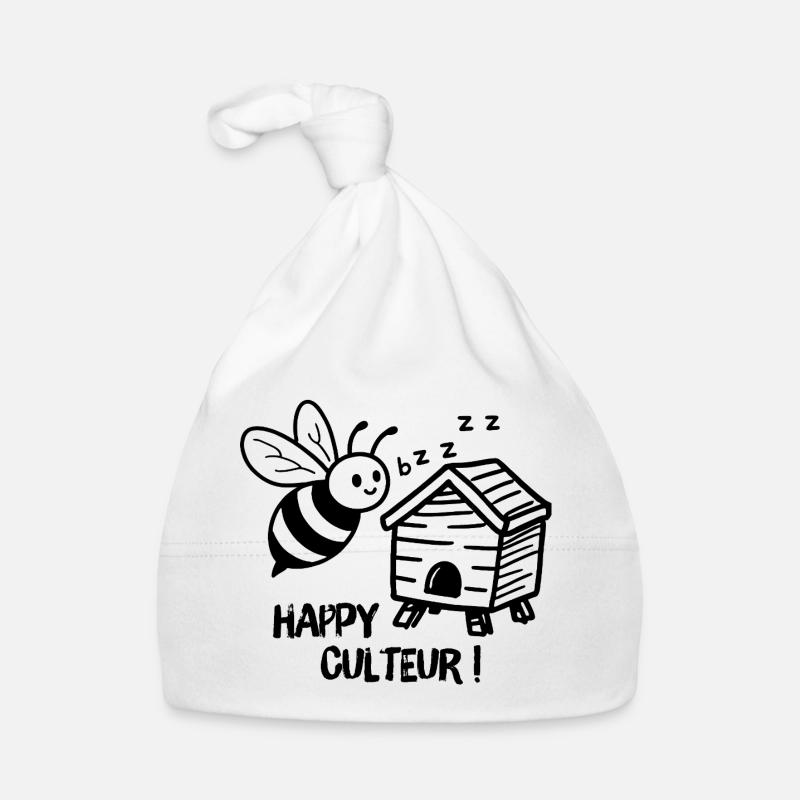 Beekeeper, Happy Grower Bee with a Beehive Organic Baby Cap