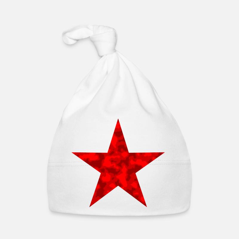 Star Red - With Camouflage Pattern Organic Baby Cap