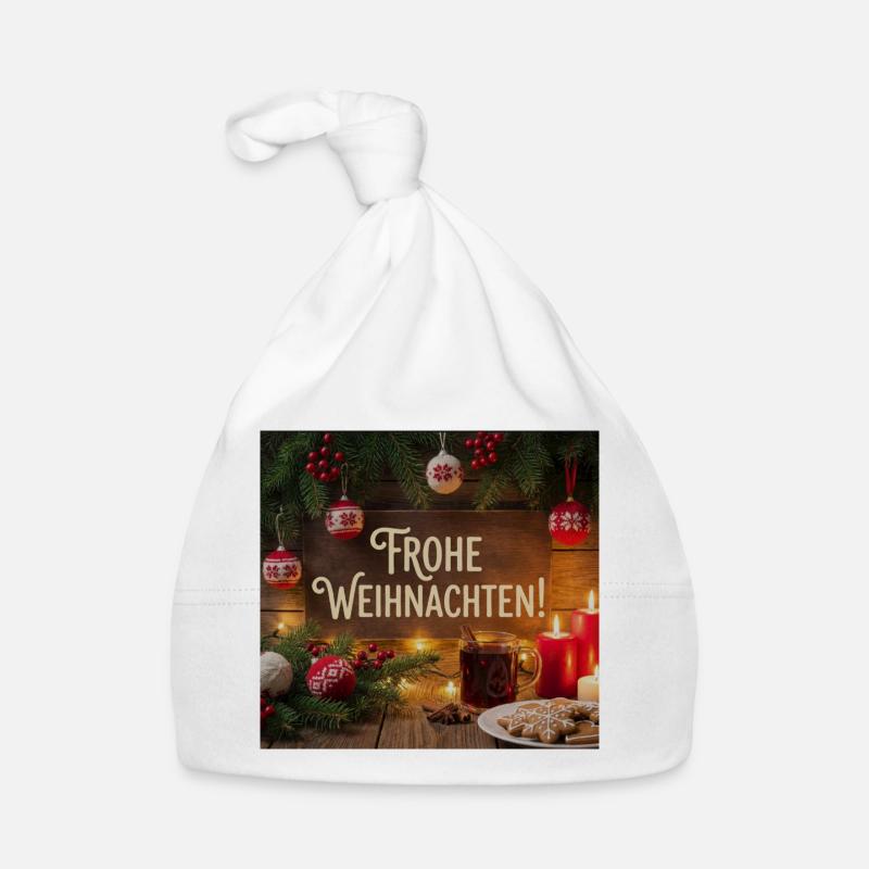 Frohe Weihnachten Holzschild Baby Bio-Mütze