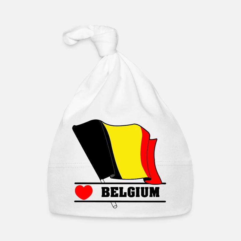 Belgium Flag with Heart Organic Baby Cap