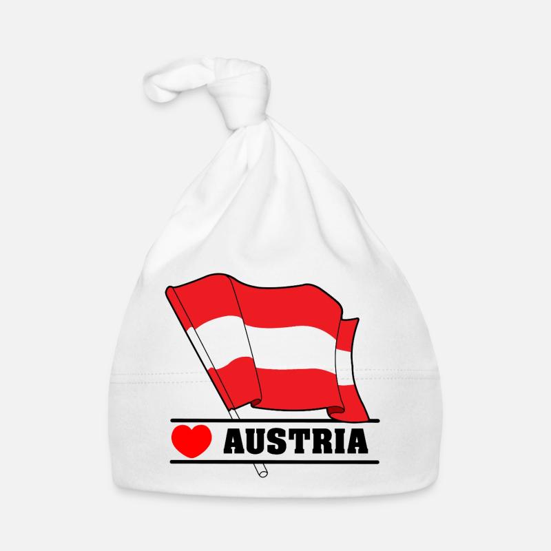 Austria Flag with Heart Organic Baby Cap