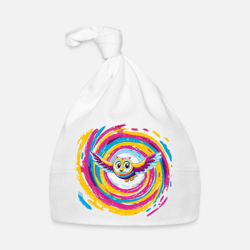 Bunte Eulenspirale Baby Bio-Mütze