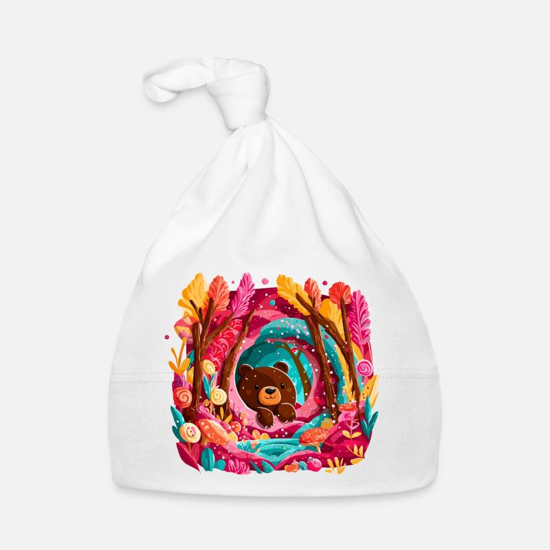 Ours dans la forêt magique des couleurs Bonnet bio Bébé