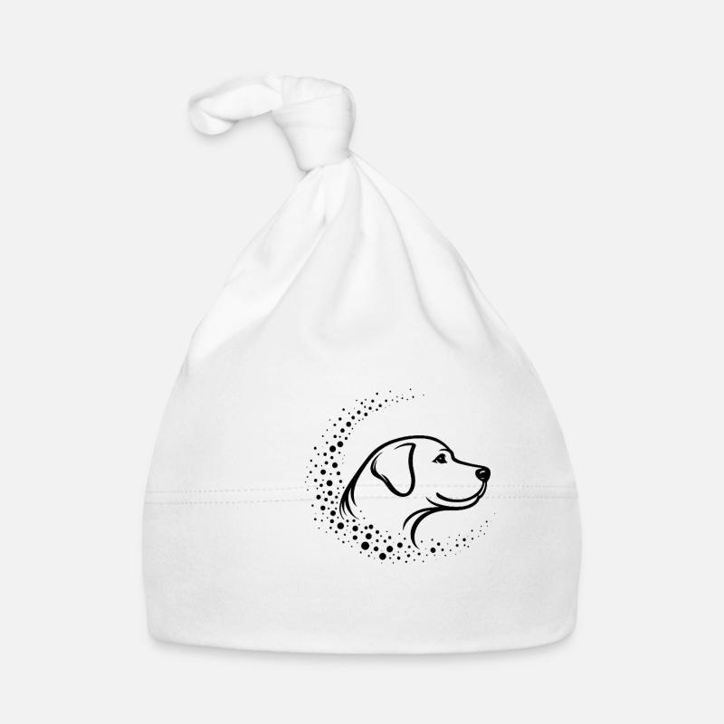 Minimal Dog Muzzle – Abstract Line Art Design - Baby Bio-Mütze - Weiß