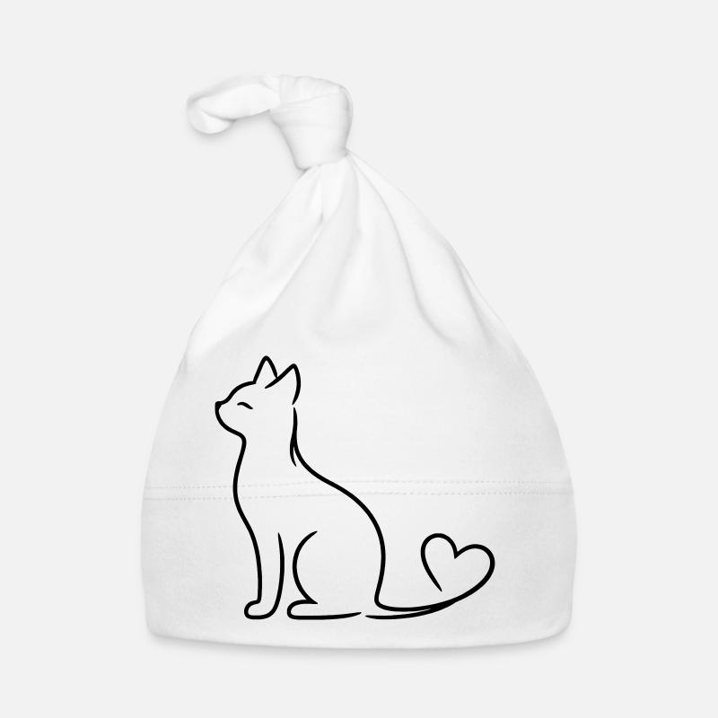 Elegant Cat with Heart Tail | Minimal Love Line Ar Baby Bio-Mütze