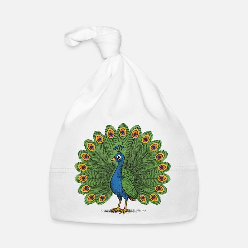 Blason coloré du paon Bonnet bio Bébé