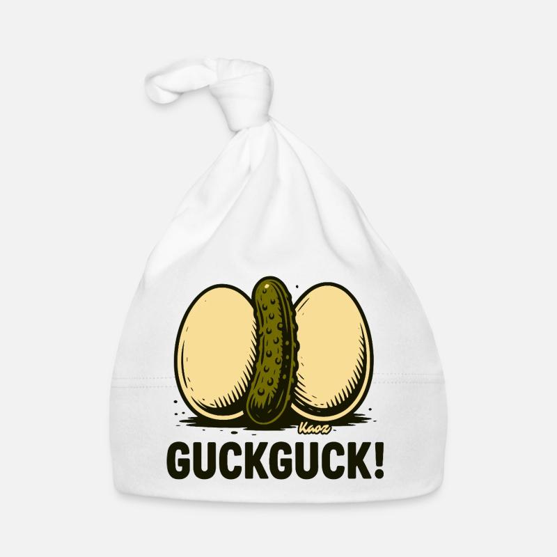 Deux œufs durs avec un concombre Bonnet bio Bébé