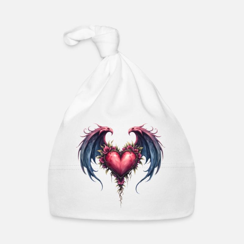 Floral winged heart Organic Baby Cap