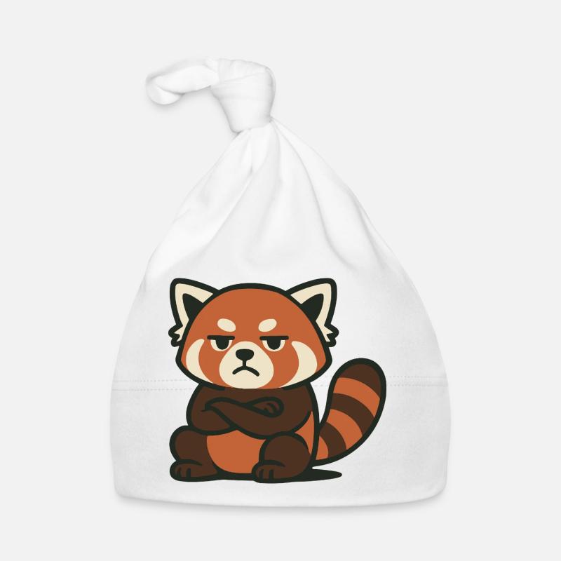 Grim Red Panda with Crossed Arms Organic Baby Cap