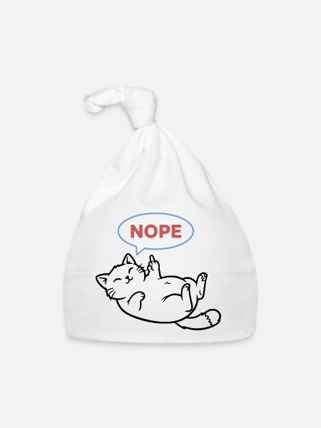 Lachende Katze Nope Mittelfinger - Baby Bio-Mütze - Weiß - Vorne