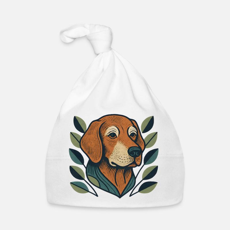 Beagle im Blattzweig Stil Baby Bio-Mütze