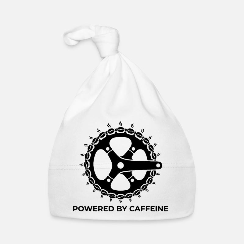Manivelle de vélo « Alimenté par la caféine » avec grain de café Bonnet bio Bébé