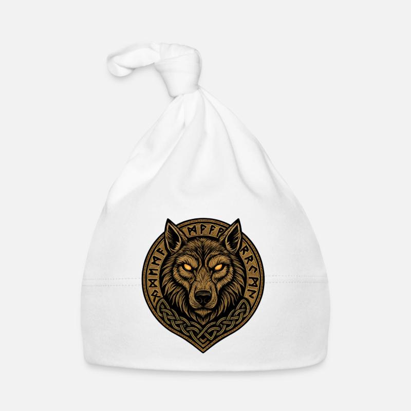 Wolfsmedaillon Runenwappen Baby Bio-Mütze