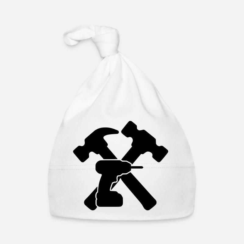 Tool Hammers Drill Silhouette Organic Baby Cap