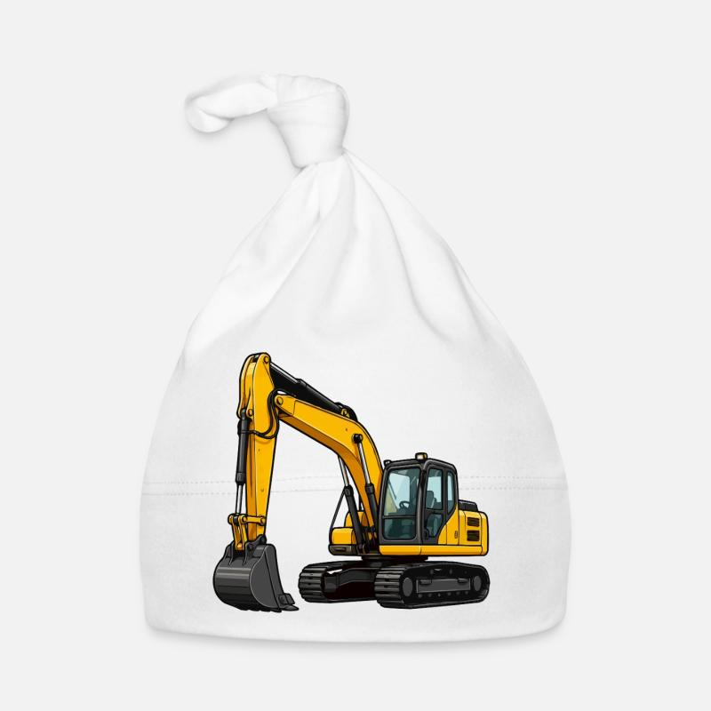 Gelber Bagger auf Baustelle Baby Bio-Mütze