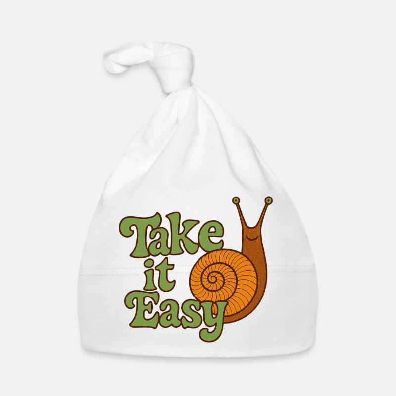 Take It Easy Snail Retro Tee Organic Baby Cap