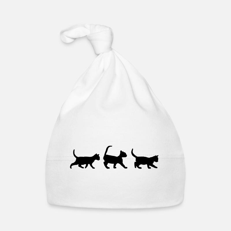 Logo trio de chats - Bonnet bio Bébé - blanc