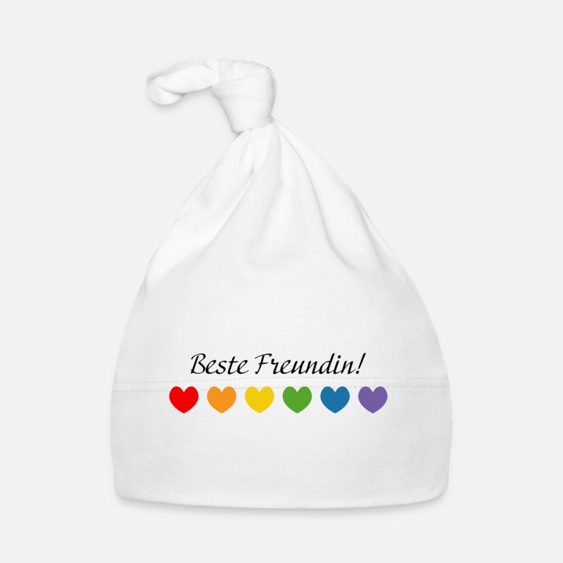 Regenbogenherzchen Beste Freundin Baby Bio-Mütze