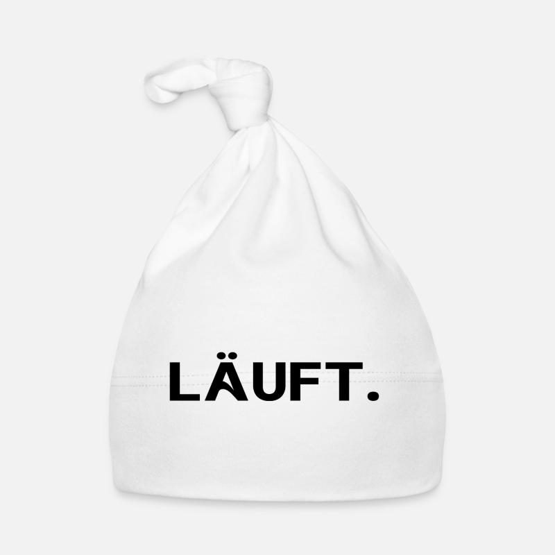 Läuft. Minimal Statement Spruch Trend Social Baby Bio-Mütze