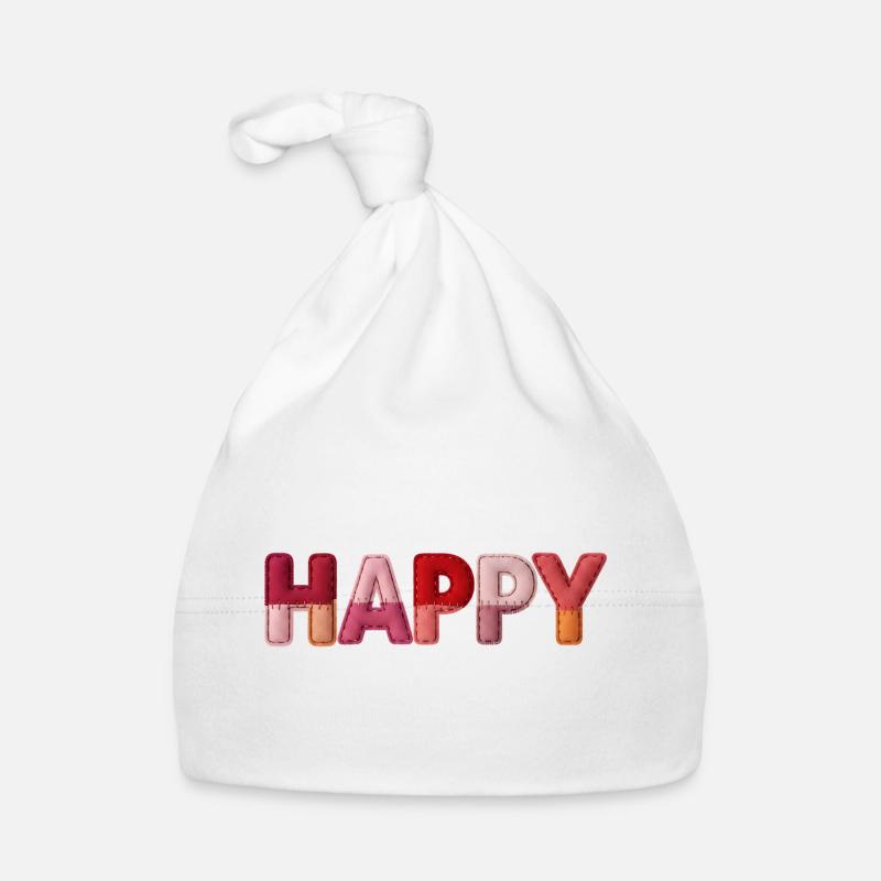 Happy Fabric Look Typography Trend Organic Baby Cap