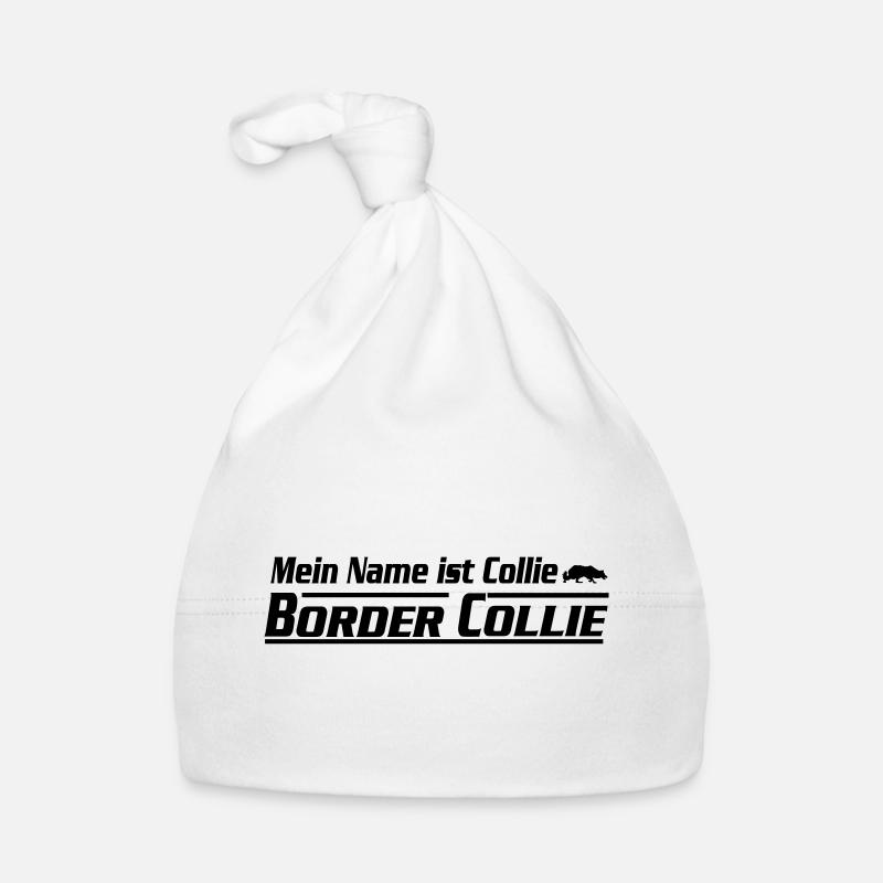 Je m'appelle Border Collie - Bonnet bio Bébé - blanc