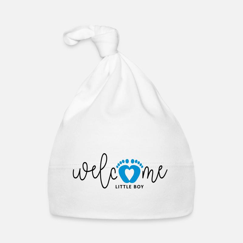Baby Junge ist geboren. Geburtskarten. - Baby Bio-Mütze - Weiß