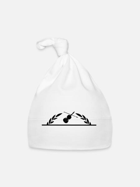 Violon en demi-couronne de laurier - Bonnet bio Bébé - blanc - Devant