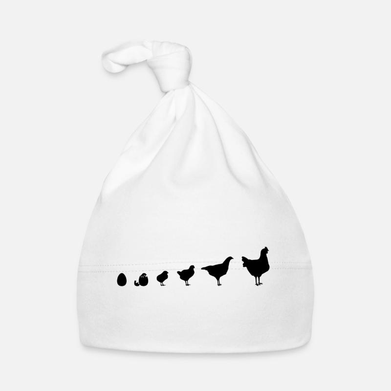 Instantané Famille de poussins, Poulet, Évolution, - Bonnet bio Bébé - blanc