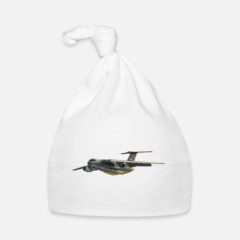 Cargo Plane Silhouette in Gray Organic Baby Cap