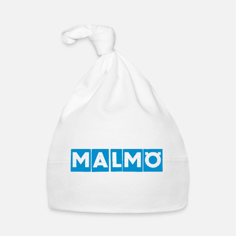 Malmö – Blue Text Design Organic Baby Cap