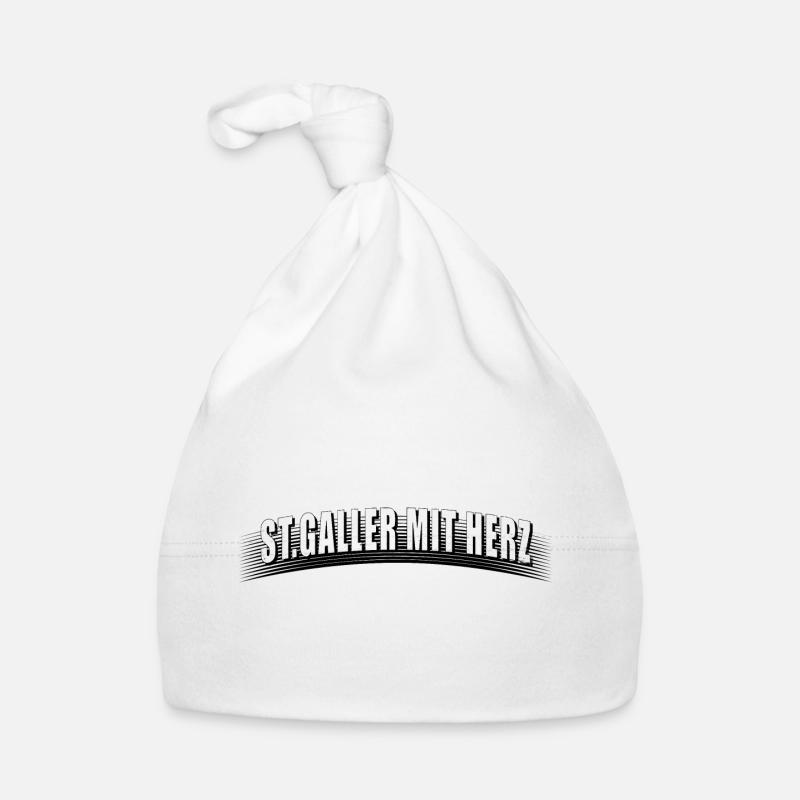 St Galler mit Herz mit Linienraster schmutzig Baby Bio-Mütze