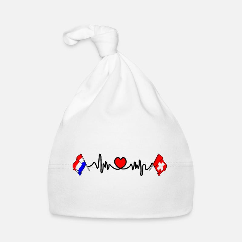 Cardio coeur avec drapeau Pays-Bas, drapeau Suisse Bonnet bio Bébé