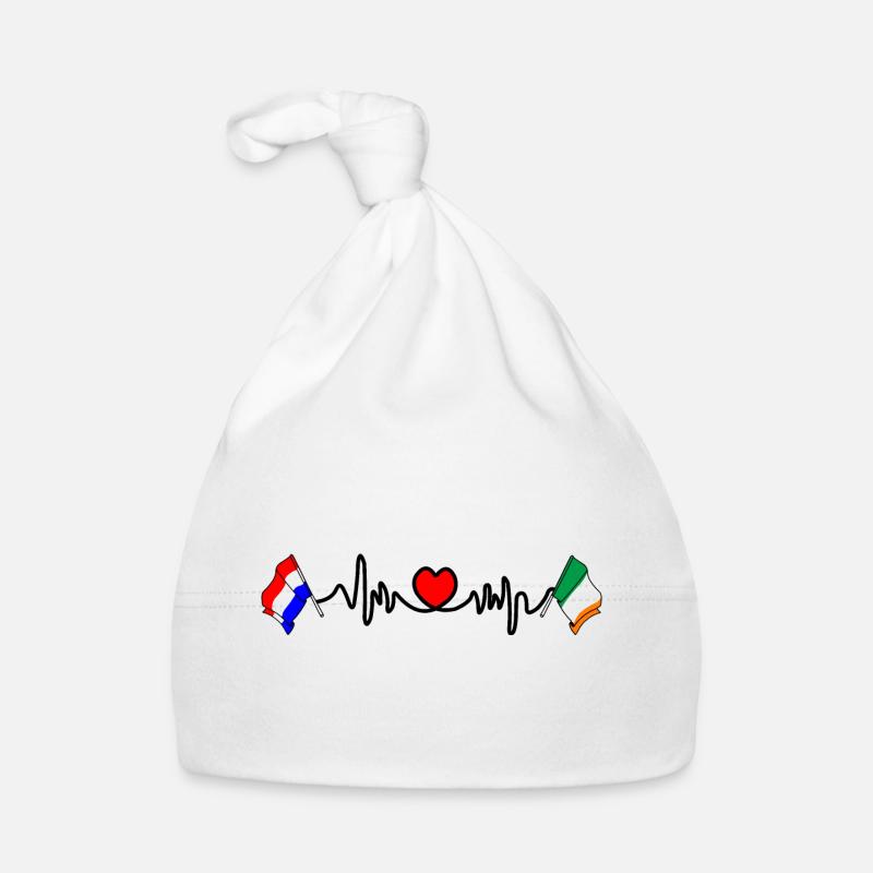 Cardio coeur avec drapeau Pays-Bas, Irlande Bonnet bio Bébé