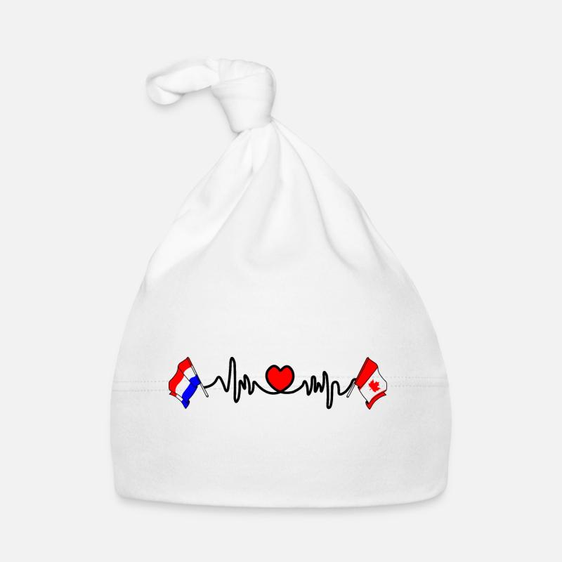 Cardio coeur avec drapeau Pays-Bas, Canada Bonnet bio Bébé