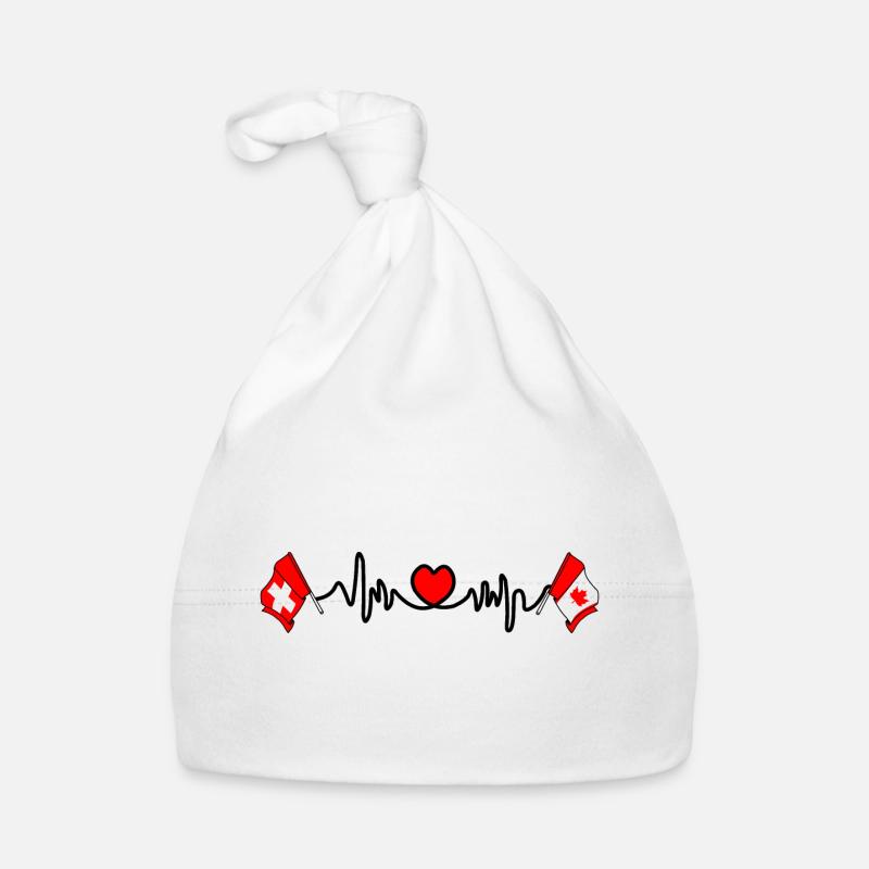 Cardio coeur avec drapeau de la Suisse, drapeau du Canada Bonnet bio Bébé