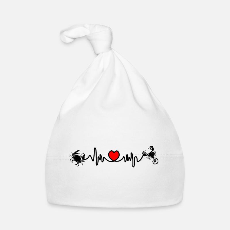 Fréquence cardiaque cardio Cancer Scorpion - Bonnet bio Bébé - blanc