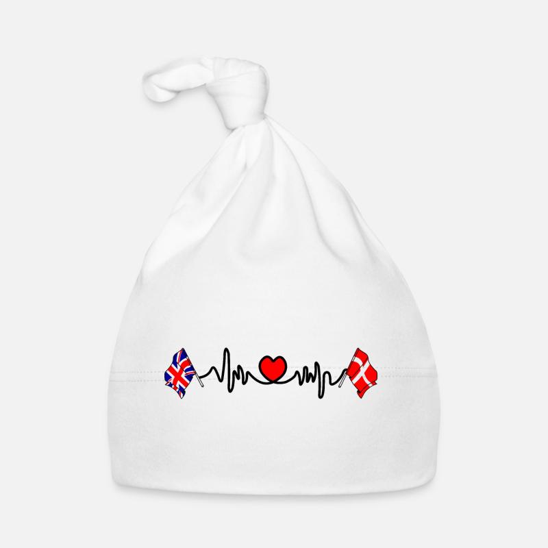 Cardio heart Drapeau Angleterre, drapeau Danemark Bonnet bio Bébé