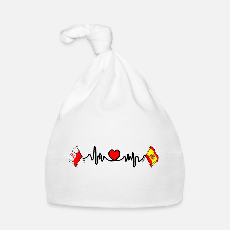 Cardio heartDrapeau Pologne, drapeau Espagne Bonnet bio Bébé